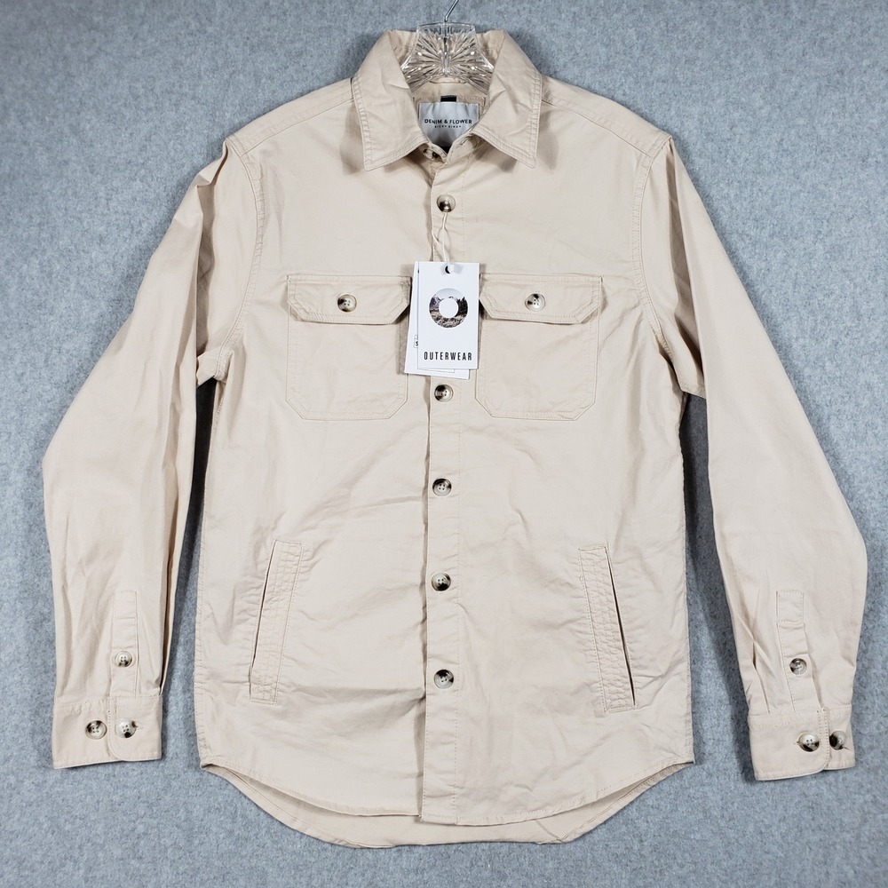 NWT Denim & Flower Ricky Singh Tan Twill Lightweight Jacket Men's Small $68 MSRP